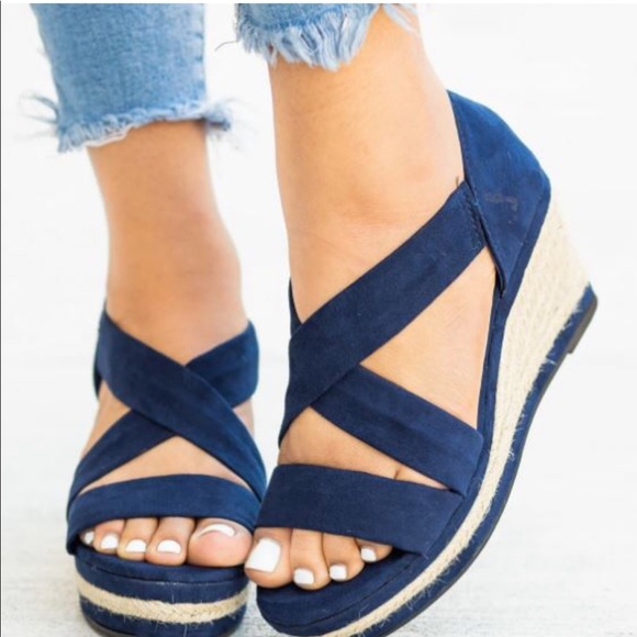 BAMBOO Shoes - NEW 5.5 Blue Espadrille Sandals